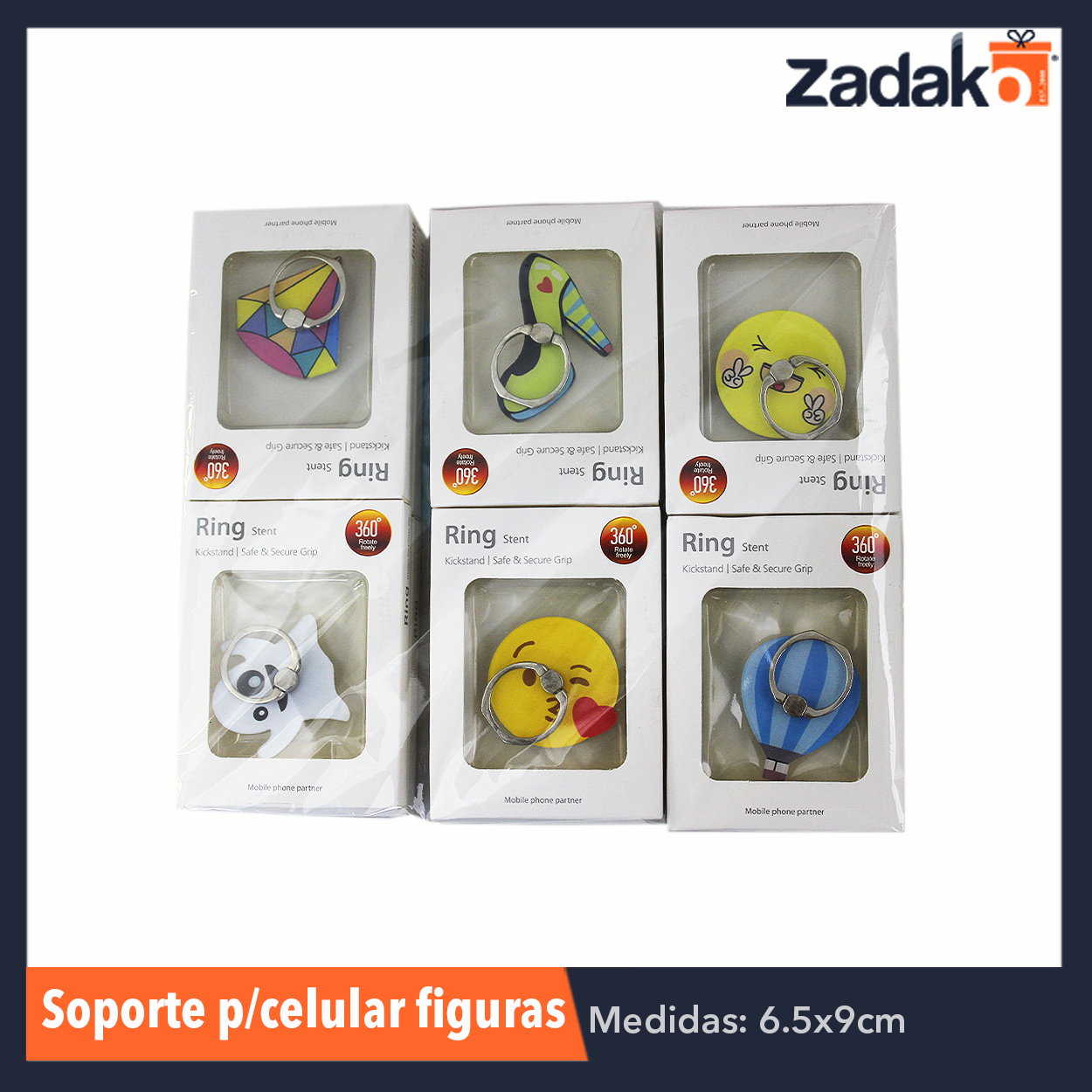 ZE-0035 SOPORTE P/CELULAR FIGURAS, CON 1 PZS, O CAJA CON 1200 PZS