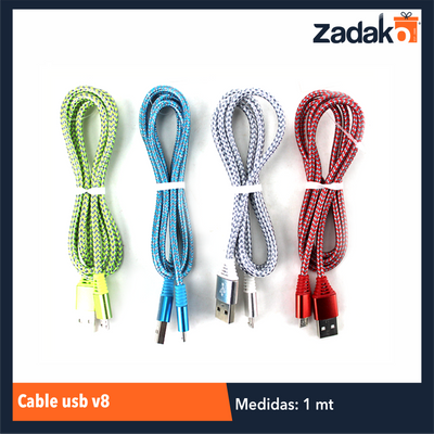 ZE-0102 CABLE USB V8 1MT, CON 1 PZ O CAJA CON 200 PZS