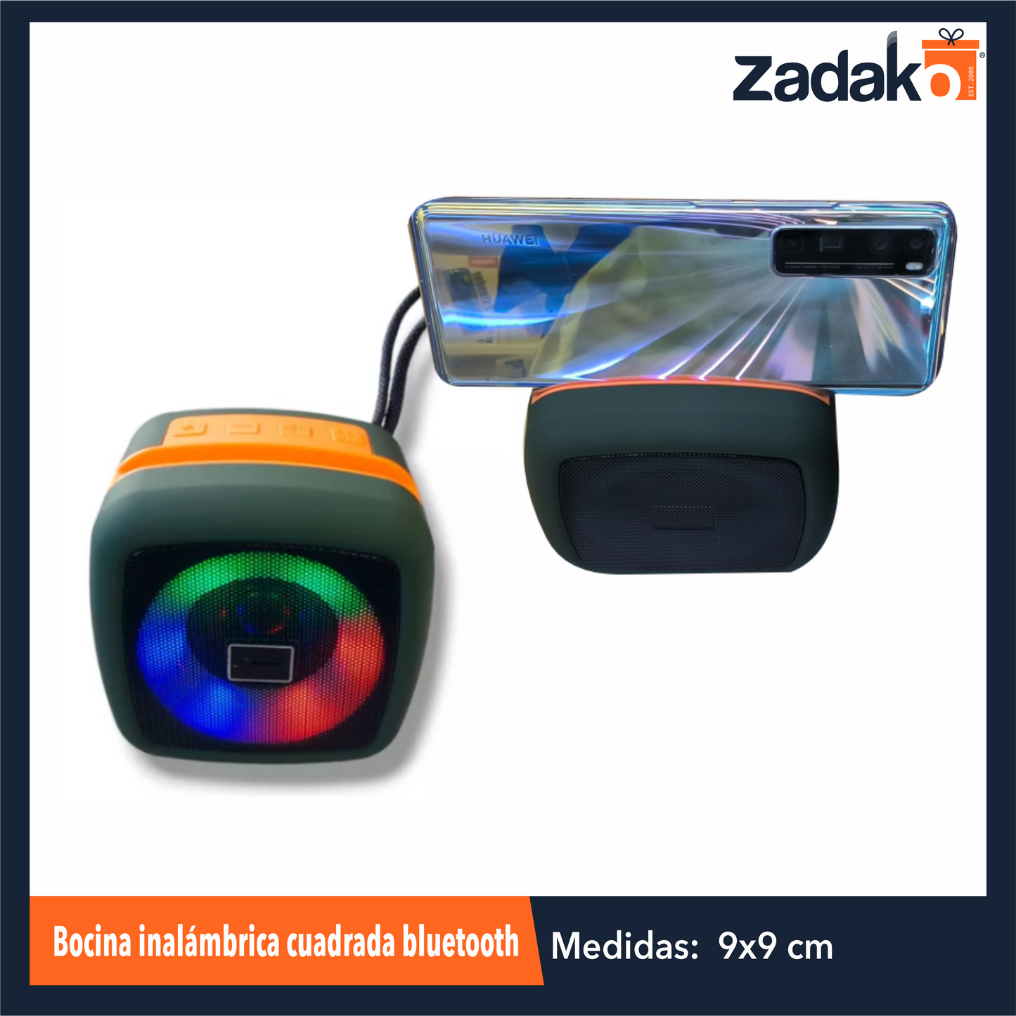 ZE-2009 BOCINA INALAMBRICA CUADRADA BLUETOOTH  CON 1 PZ O CAJA CON 50 PZS