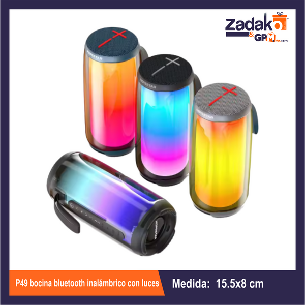 ZE-0167 P49 BOCINA BLUETOOTH INALAMBRICO CON LUCES CON 1 PZ O CAJA CON 20 PZS