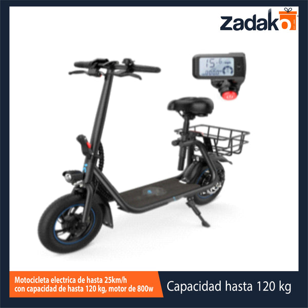 ZE-2167 MOTOCICLETA ELECTRICA DE HASTA 25KM/H CON CAPACIDAD DE HASTA 120 KG, MOTOR DE 800W, DURACIÓN DE 5-6H, BATERIA DE 36V7.5A