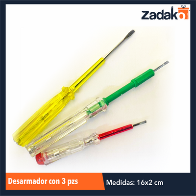 ZF-0071 DESARMADOR 3 PZS PROBADORES DE CORRIENTE CON 1 PZ O CAJA CON 240 PZS