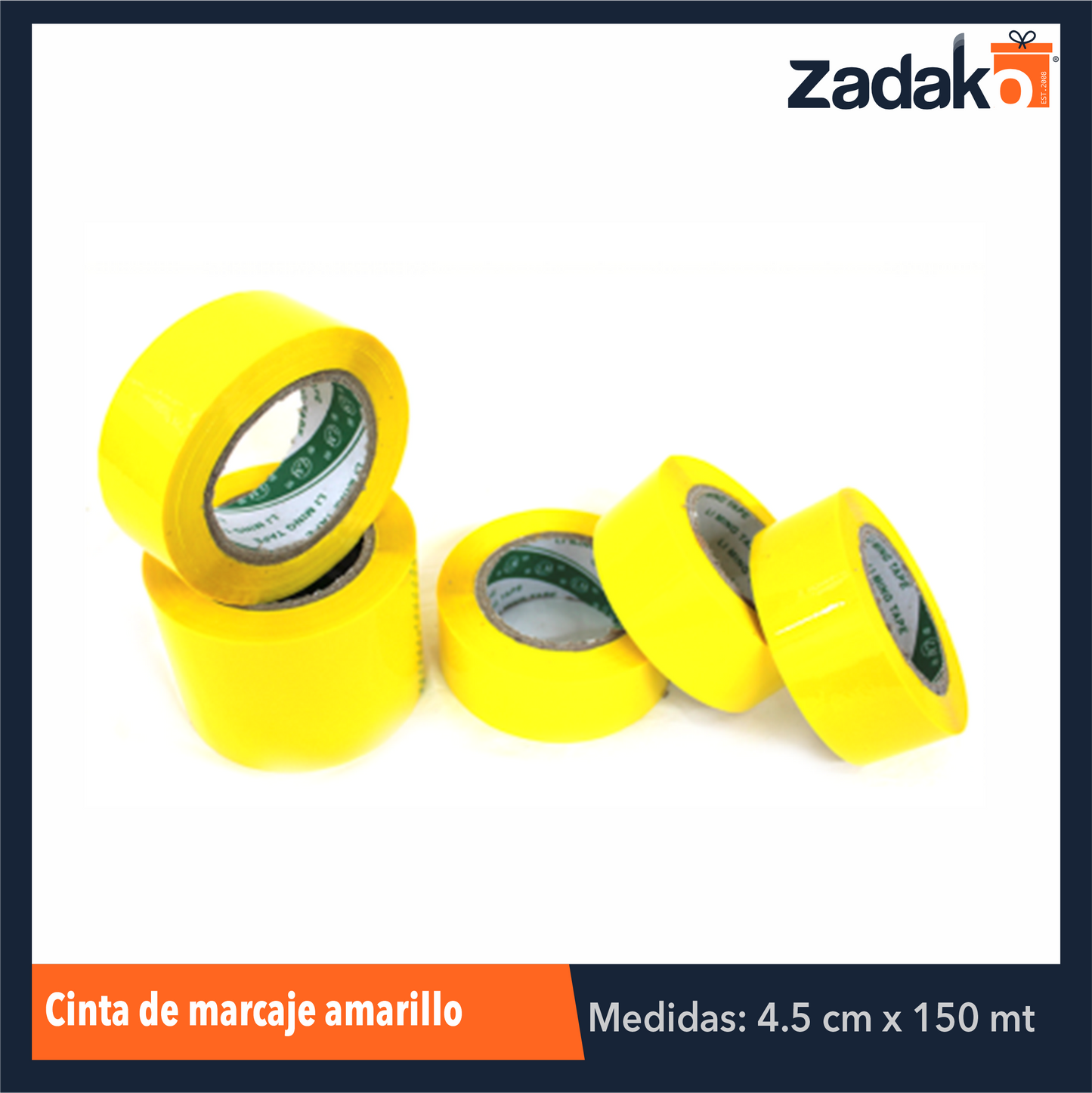 ZF-0088/ZF-0257 CINTA DE MARCAJE AMARILLO DE 4.5 CM Y 100 MTS, CON 1 PZ O CAJA CON 36 PZS