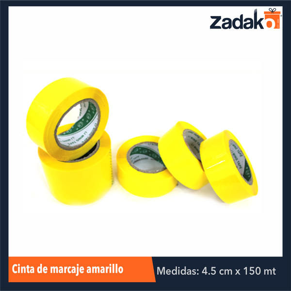 ZF-0088 ZF-0257 CINTA DE MARCAJE AMARILLO DE 4.5 CM Y 100 MTS, CON 1 PZ O CAJA CON 36 PZS