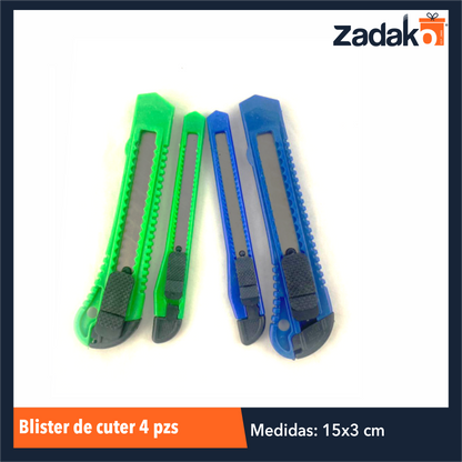 ZF-0173 BLISTER DE CUTER 4 PZS CON 1 PZ O CAJA CON 240 PZS