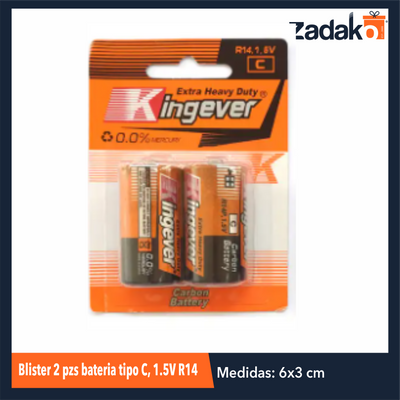 ZF-0178 BLISTER 2 PZS BATERIA TIPO C, 1.5V R14 CON 1 PZS O CAJA CON 240 PQTS