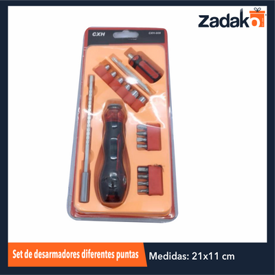 ZF-0188 SET DE DESARMADORES DIFERENTES PUNTAS CON 1 PZ O CAJA CON 72 PZS