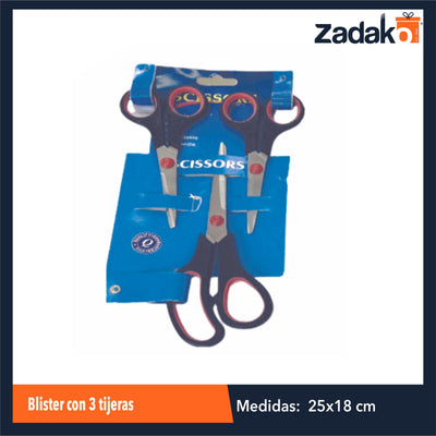 ZF-0192 BLISTER CON 3 TIJERAS CON 1 PZ O CAJA CON 240 PZS