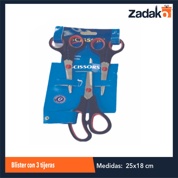 ZF-0192 BLISTER CON 3 TIJERAS CON 1 PZ O CAJA CON 240 PZS