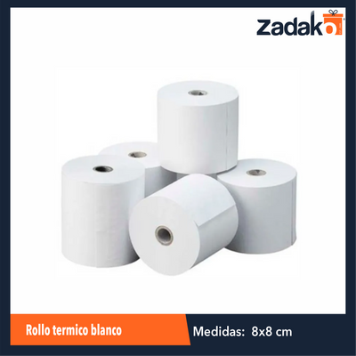 ZF-0230 / HFY-9584 ROLLO TERMICO BLANCO 80 X 80 MM CON 5 PZ O CAJA CON 10 PQTS