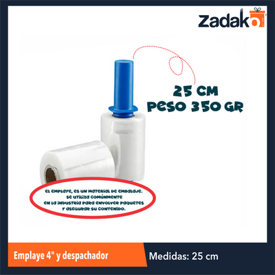 ZF-0251 EMPLAYE 4" Y DESPACHADOR, 10 CM / 350 GR CAL 13 CON 1 PZ O CAJA CON 24 PZS