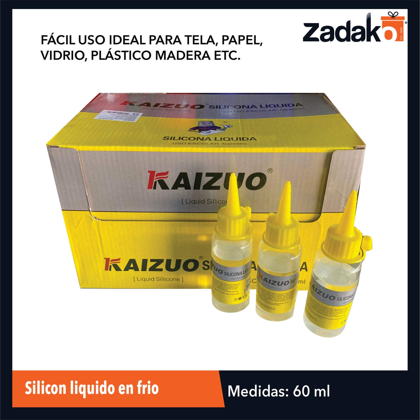 ZF-0261 SILICON LIQUIDO EN FRIO 60 ML CON 24 PZS O CAJA CON 12 PQTS