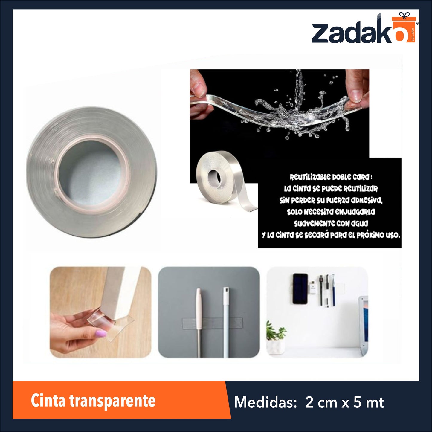 ZF-0275 CINTA TRANSPARENTE CON 1 PZ O CAJA CON 320 PZS