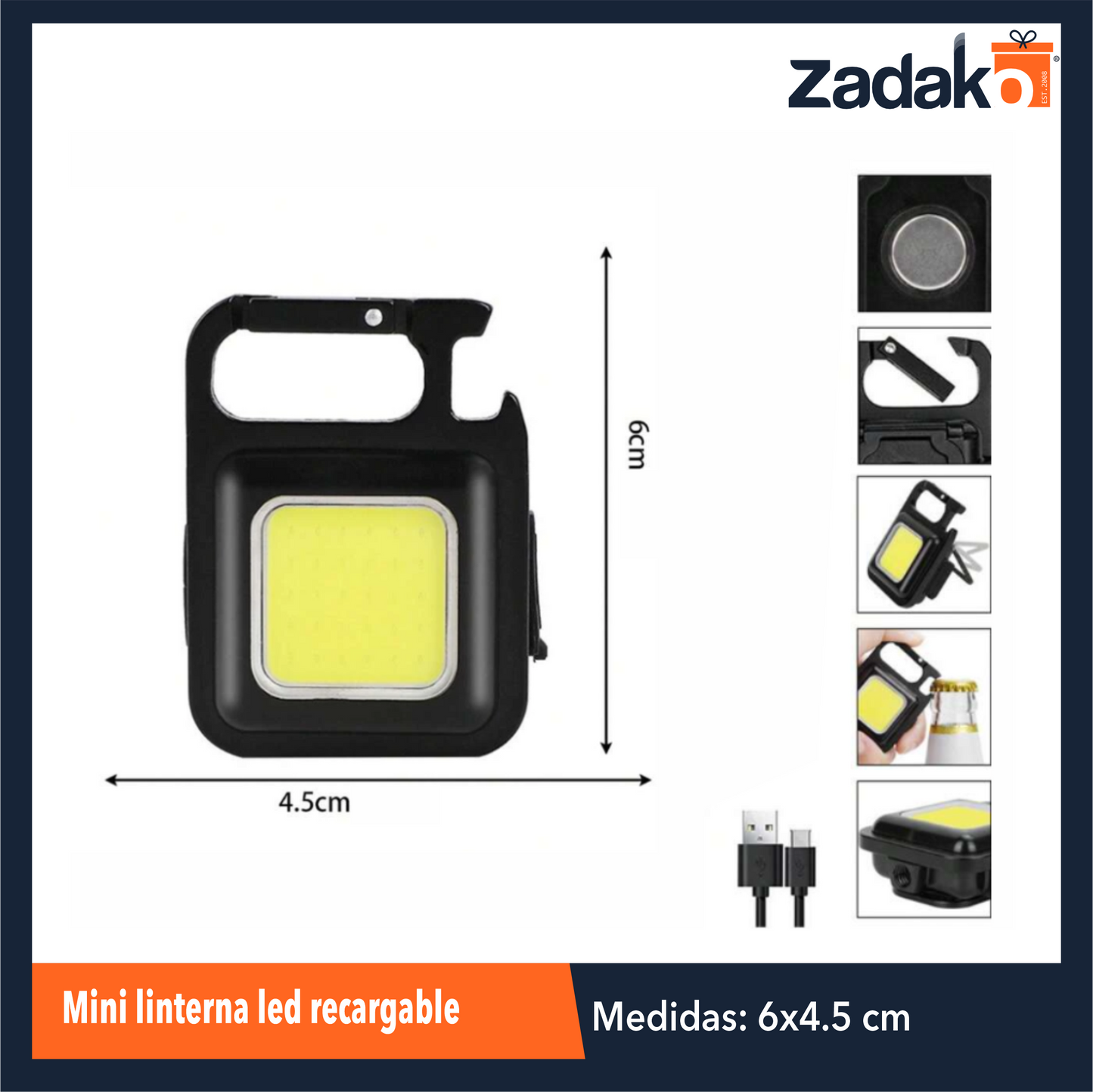 ZF-0326 MINI LINTERNA LED RECARGABLE CON 1 PZ O CAJA CON 240 PZS