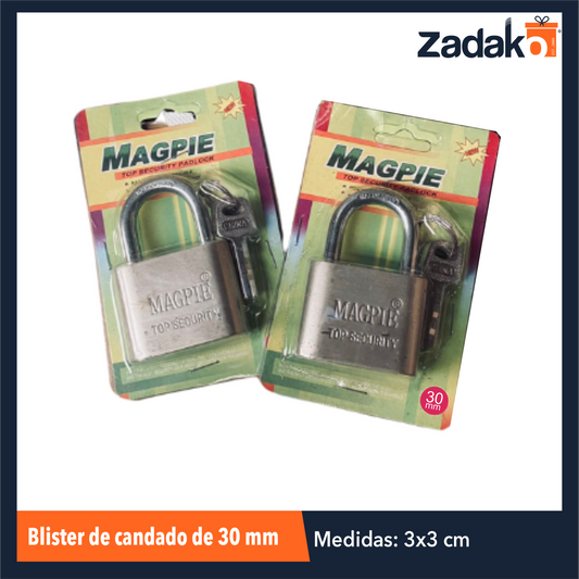 ZF-0342 BLISTER DE CANDADO DE 30 MM CON 1 PZ O CAJA CON 144 PZS