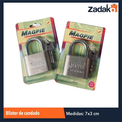 ZF-0346 BLISTER DE CANDADO DE 70 MM CON 1 PZ O CAJA CON 72 PZS