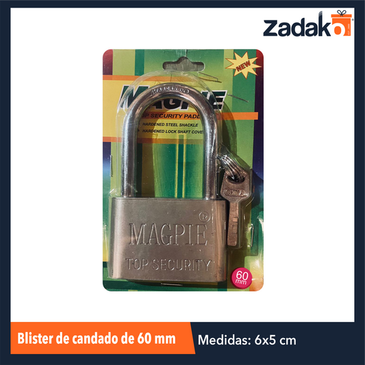 ZF-0350 BLISTER DE CANDADO DE 60 MM CON 1 PZ O CAJA CON 72 PZS