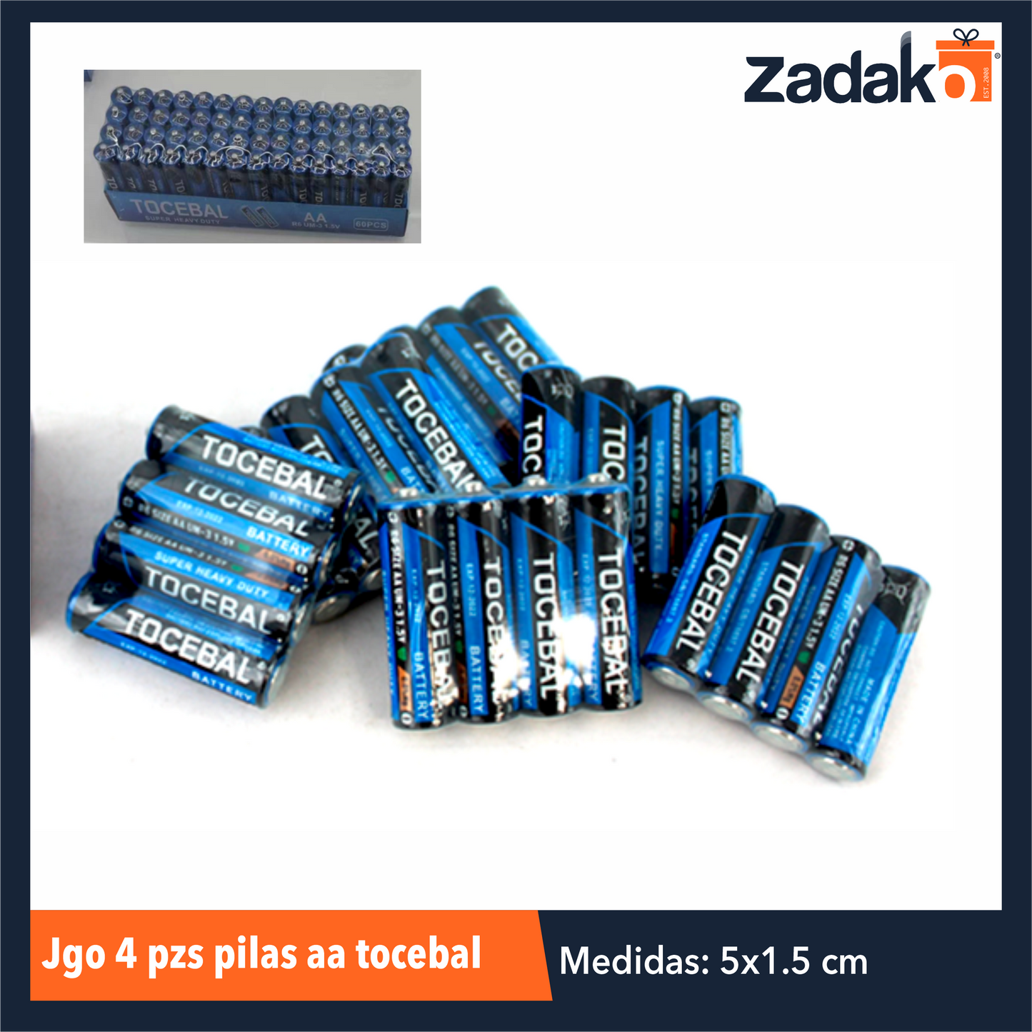 ZF-1210 JGO 4 PZS PILAS AA TOCEBAL, CON 15 PZS, O CAJA CON 20 PQTS