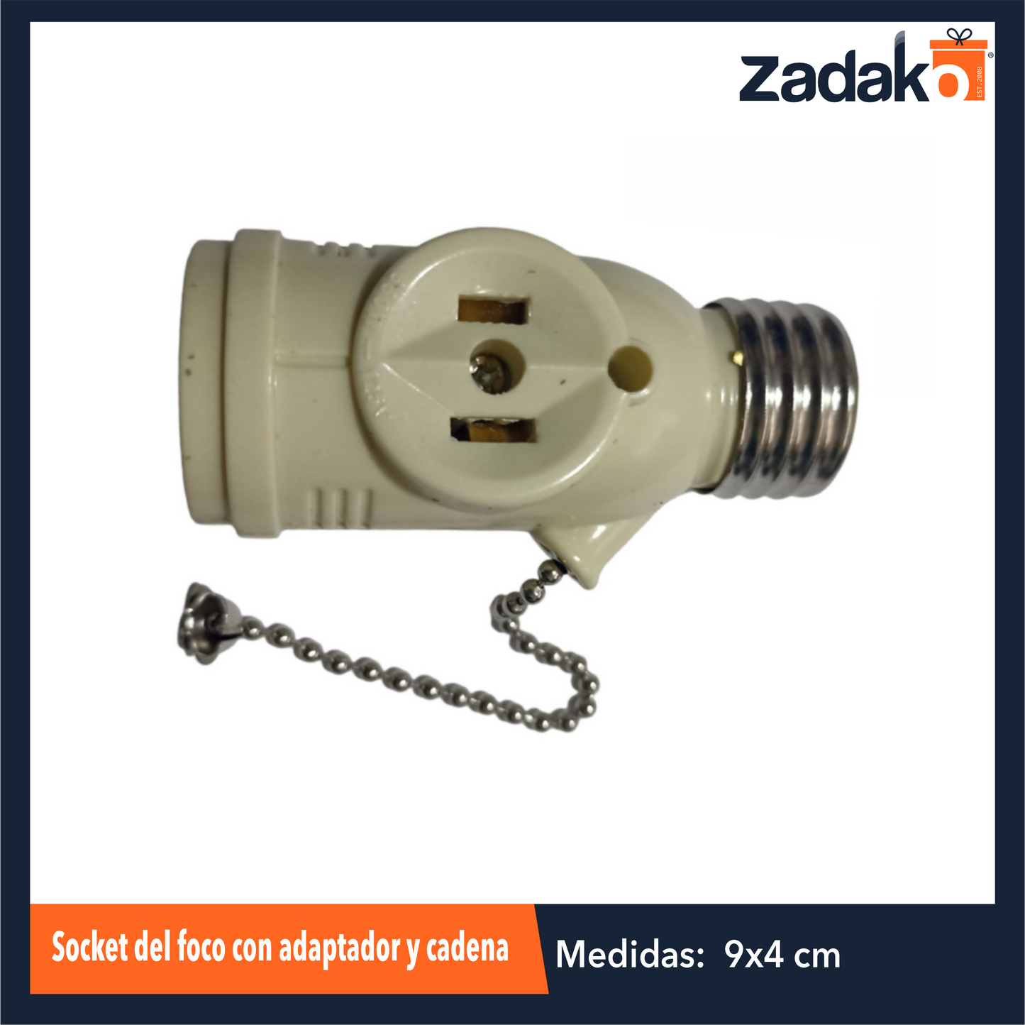 ZF-2004 SOCKET DEL FOCO CON ADAPTADOR Y CADENA CON 12 PZS O CAJA CON 50 PQTS