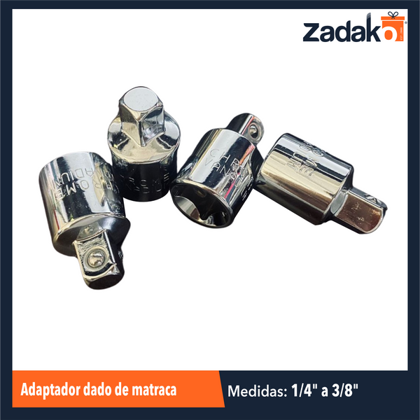 ZF-2209 ADAPTADOR DADO DE MATRACA DE 1/4 a 3/8 PULGADAS CON 20 PIEZAS, O CAJA CON 60 PQTS