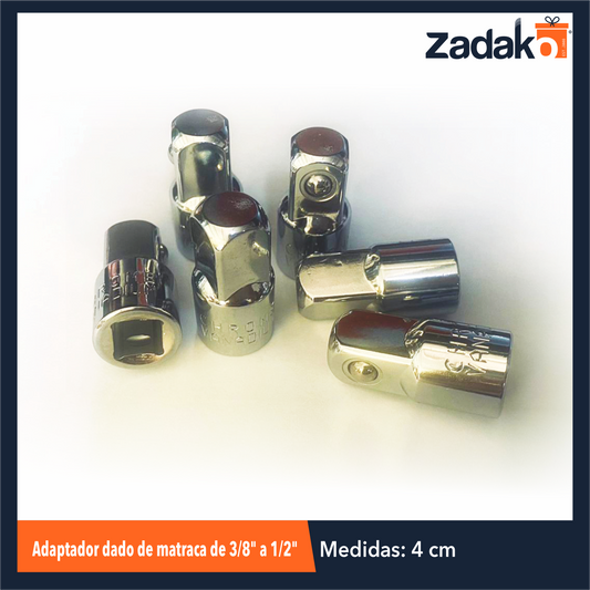 ZF-2211 ADAPTADOR DADO DE MATRACA DE 3/8 A 1/2 PULGADAS CON 20 PZS O CAJA CON 25 PQTS