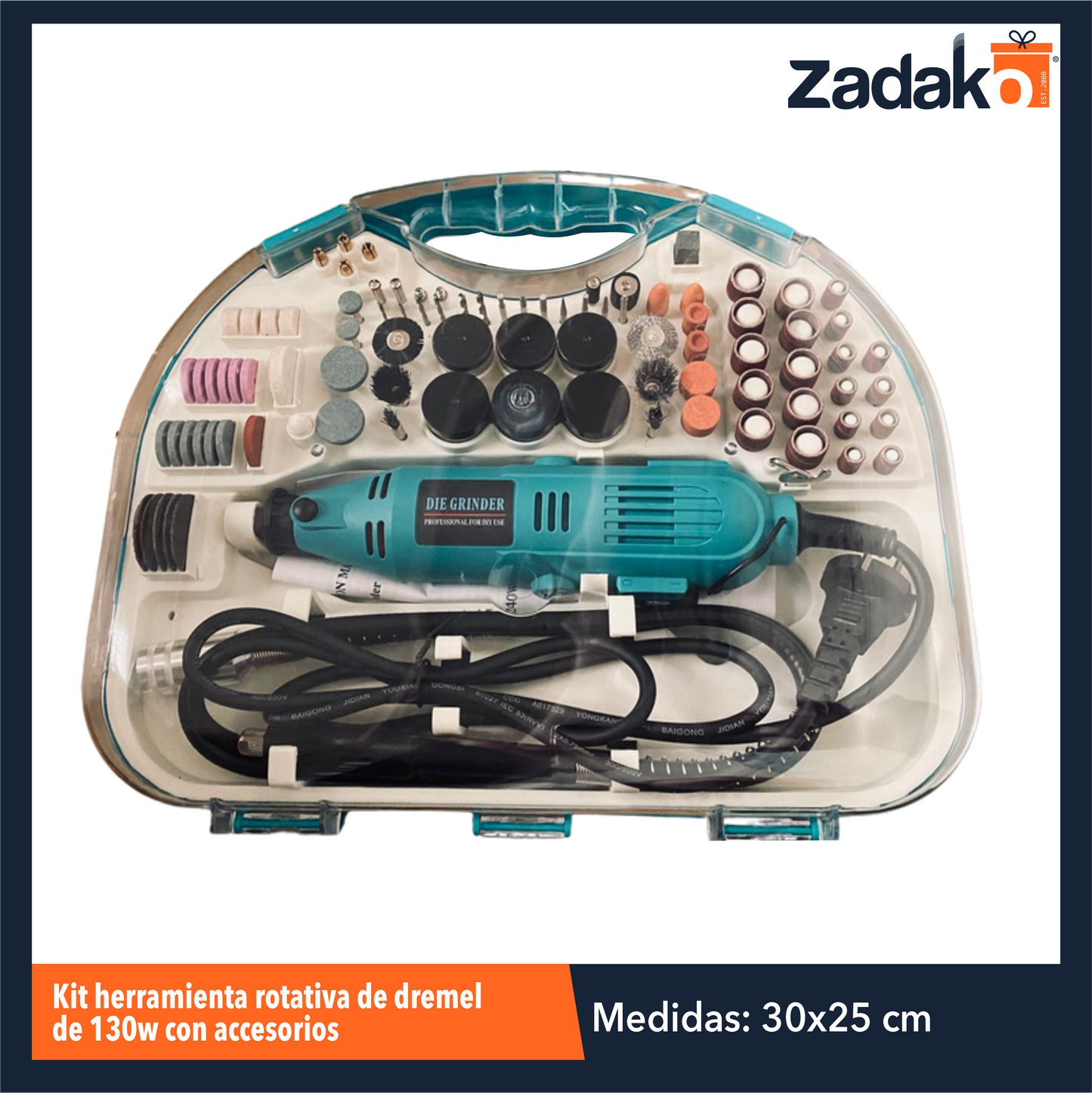 ZF-2212 KIT HERRAMIENTA ROTATIVA DE DREMEL DE 130W CON ACCESORIOS CON 1 PZ O CAJA CON 10 PZS