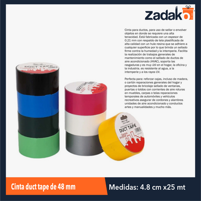 ZF-2226 CINTA DUCT TAPE DE 48 MM CON 1 PZ O CAJA CON 72 PZS