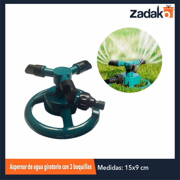 ZF-2270 ASPERSOR DE AGUA GIRATORIO CON 3 BOQUILLAS 15x9 CM CON 1 PZ O CAJA CON 100 PZS