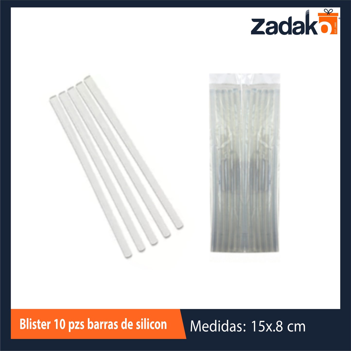 ZF-0238 / HFY-10534 BLISTER 10 PZS BARRAS DE SILICON CON 1 PQT O CAJA CON 360 PQTS