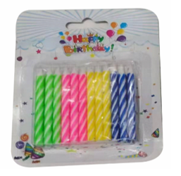 ZFI-0106 VELAS DE COLORES CON 1 PZ O CAJA CON 720 PZS