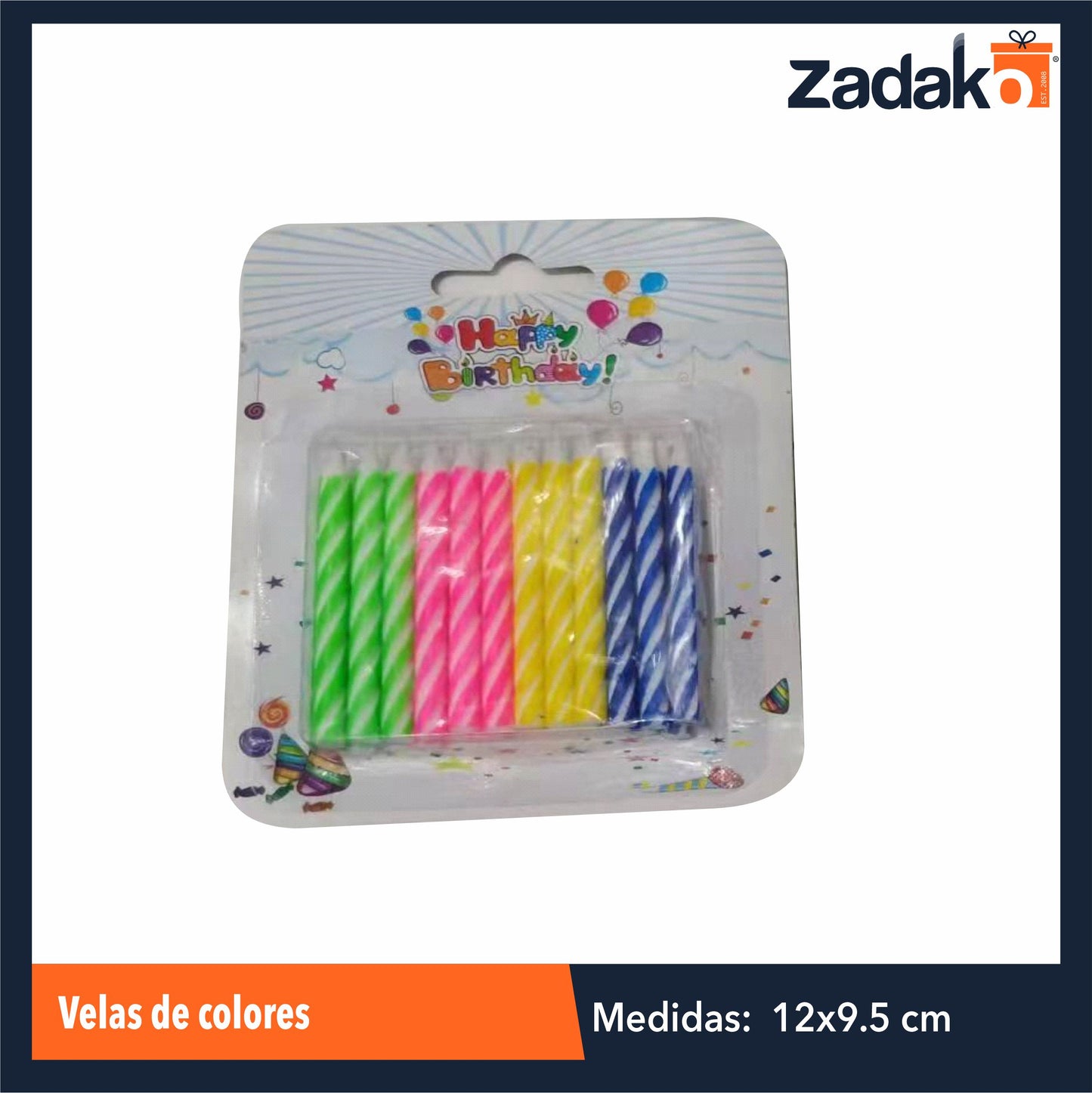 ZFI-0106 VELAS DE COLORES CON 1 PZ O CAJA CON 720 PZS