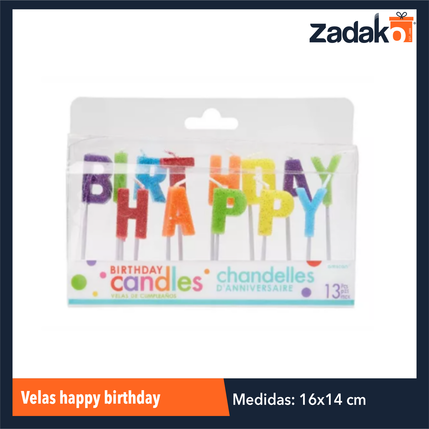 ZFI-0111  VELAS HAPPY BIRTHDAY, CON 1 PZ O CAJA CON 360 PZS