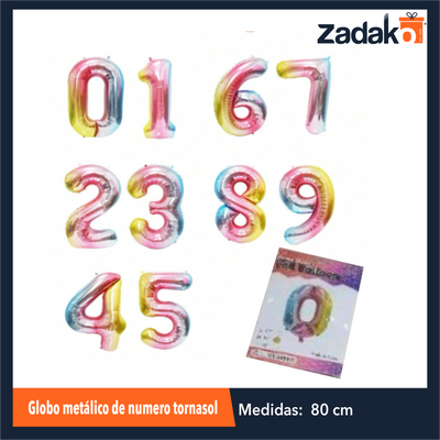 ZFI-0115 GLOBO METALICO DE NUMERO TORNASOL DE 80 CM CON 1 PZ O CAJA CON 1000 PZS