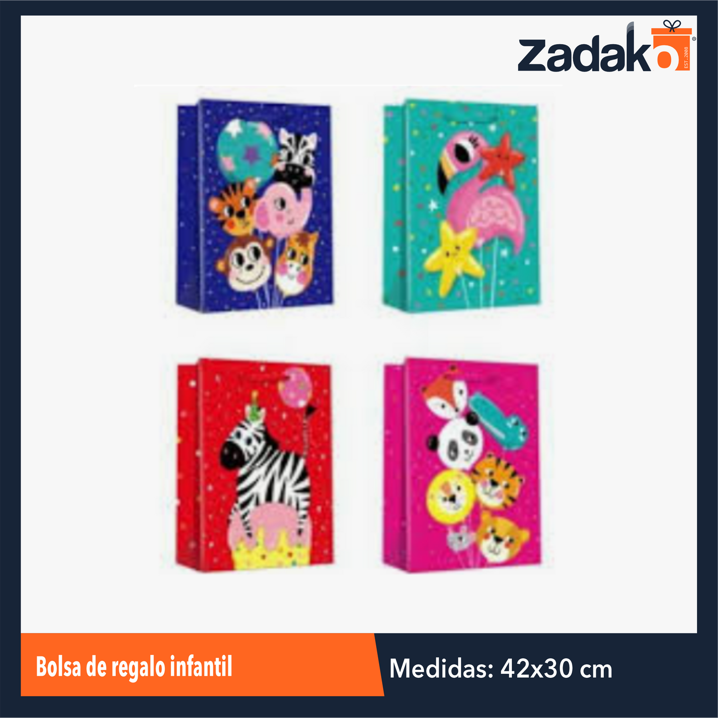 ZFI-0128 BOLSA DE REGALO INFANTIL 30X42X12 CM CON 12 PZ O CAJA CON 30 PQTS