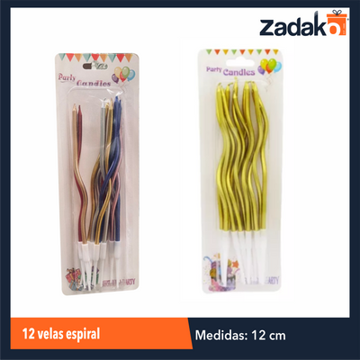 ZFI-0140 12 VELAS ESPIRAL CON 1 PZ O CAJA CON 360 PZS