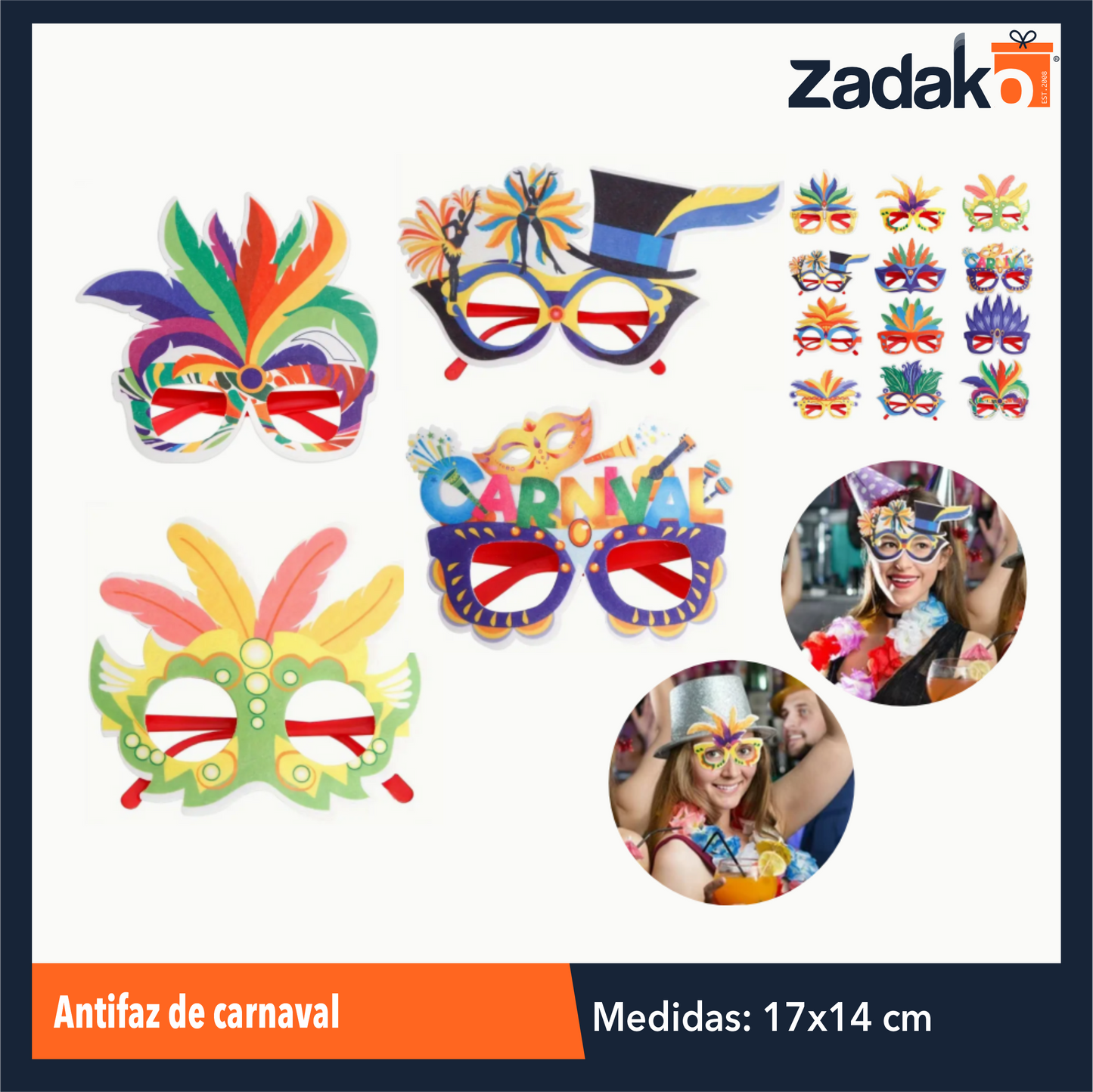 ZFI-0141 ANTIFAZ DE CARNAVAL CON 1 PZ O CAJA CON 720 PZS