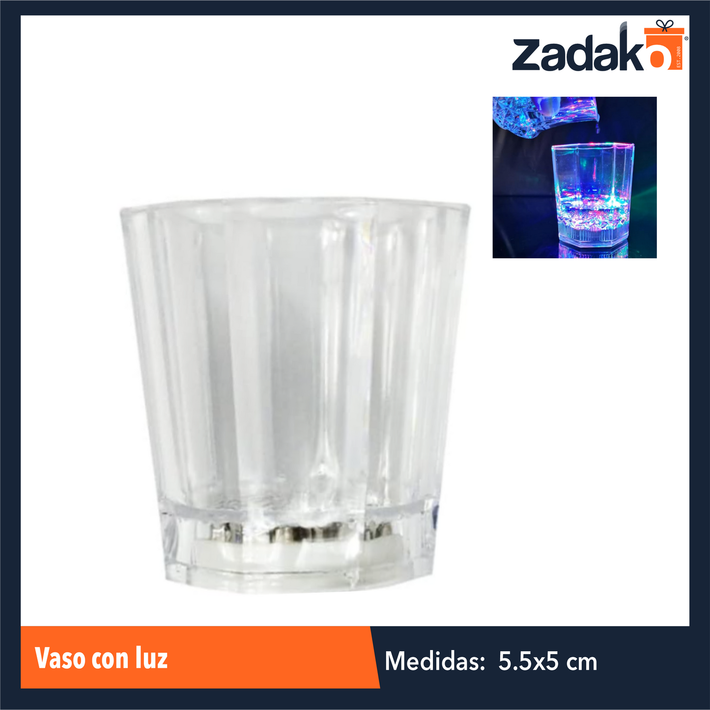 ZFI-0142 VASO CON LUZ DE 5 X 5.5 CM XON 1 PZ O CAJA CON 576 PZS