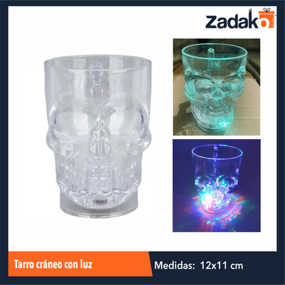 ZFI-0144 TARRO CRANEO CON LUZ DE 12 X 11 CM CON 1 PZ O CAJA CON 120 PZS