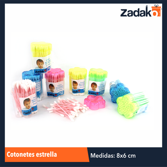 ZH-0022 COTONETE ESTRELLA, CON 12 PIEZAS, O CAJA CON 20 PQTS
