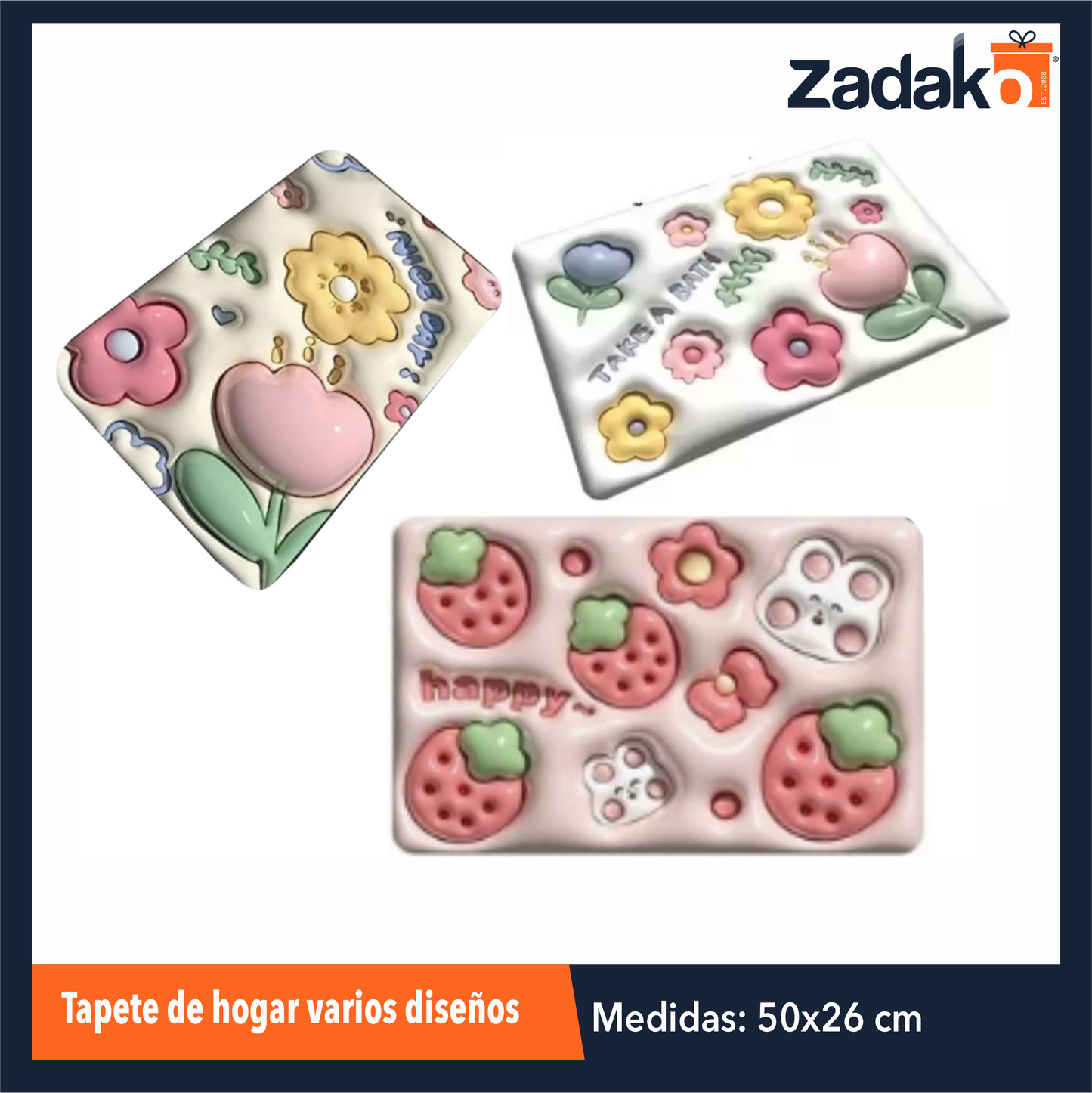 ZH-0272 TAPETE DE HOGAR VARIOS DISEÑOS, CON 1 PZ O CAJA CON 50 PZS