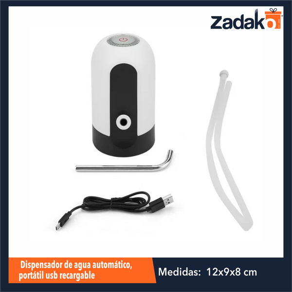 ZH-0364 DISPENSADOR DE AGUA AUTOMATICO, PORTATIL USB RECARGABLE, C/LUZ, CON 1 PZ O CAJA CON 60 PZS
