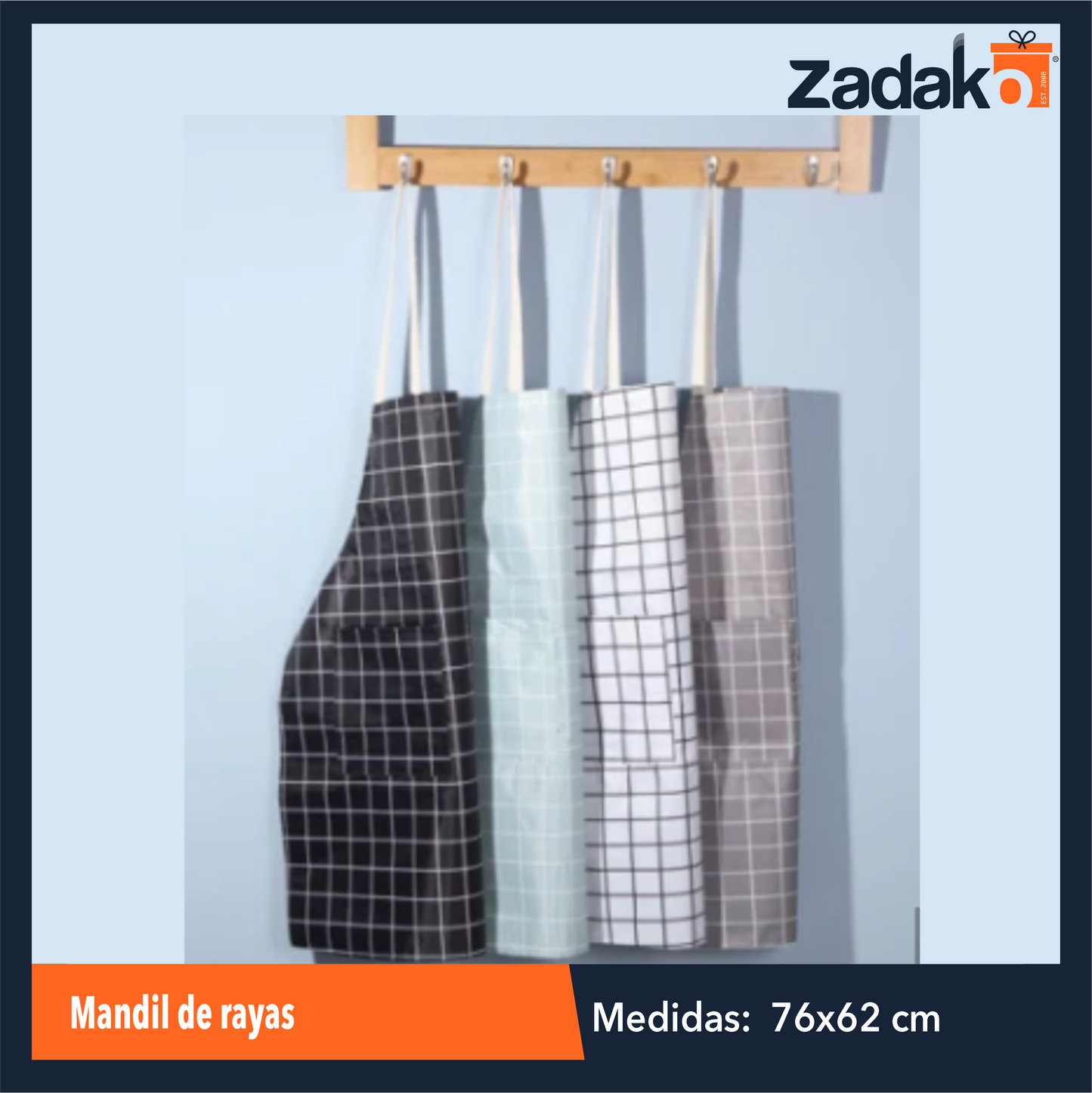 ZH-0367 MANDIL DE PLASTICO CON DISEÑO DE RAYAS CON 1 PZ O CAJA CON 100 PZS