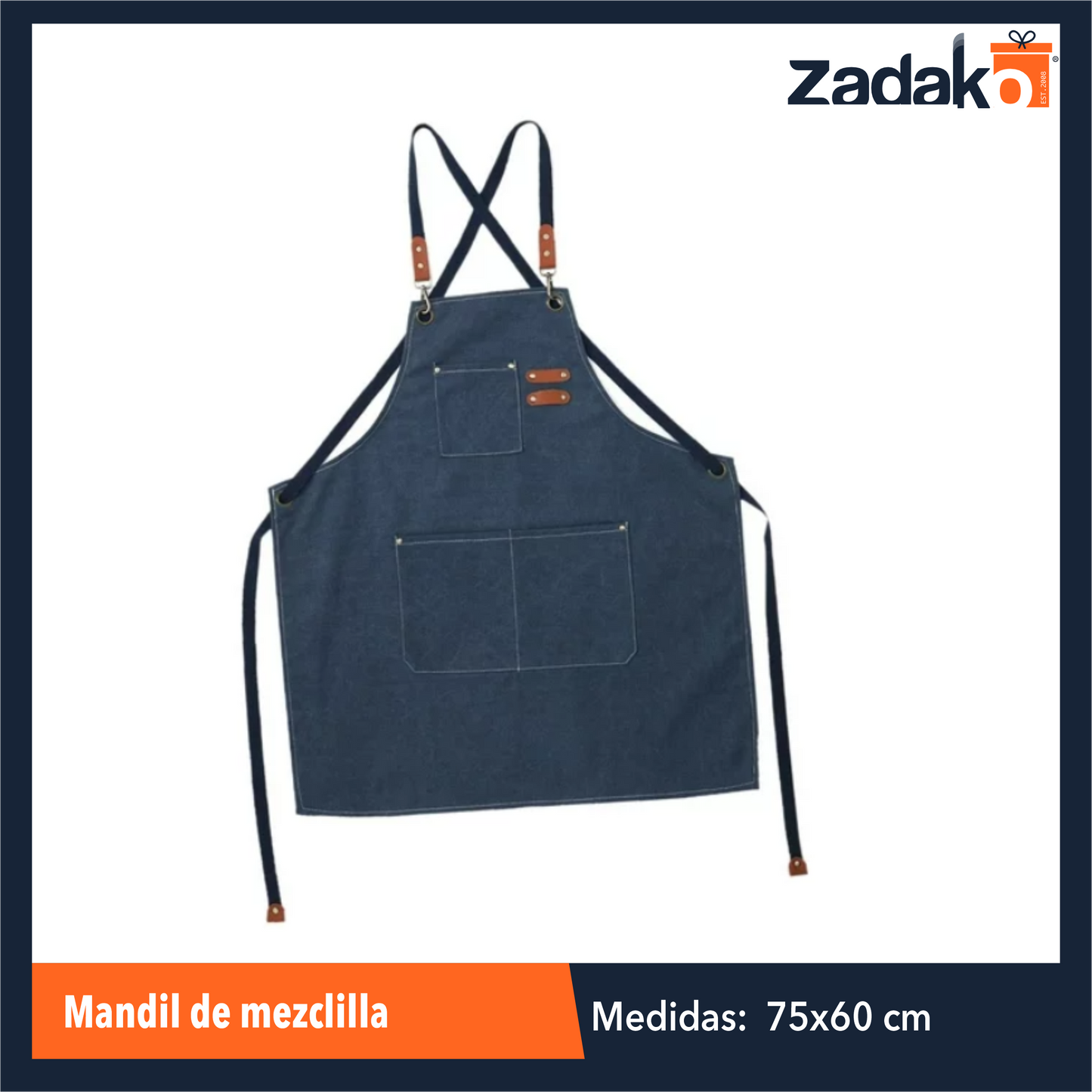 ZH-0369 MANDIL DE MEZCLILLA CON 1 PZ O CAJA CON 60 PZS