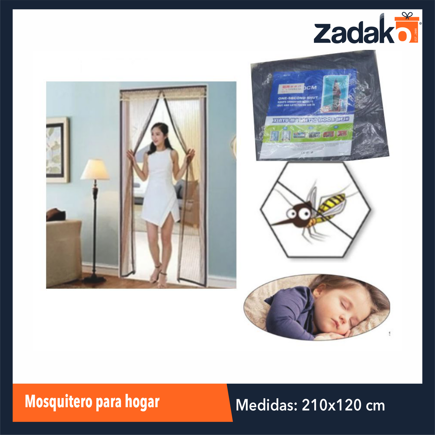 ZH-2015 MOSQUITERO PARA HOGAR DE 120 X 210 CM CON 1 PZ O CAJA CON 120 PZS