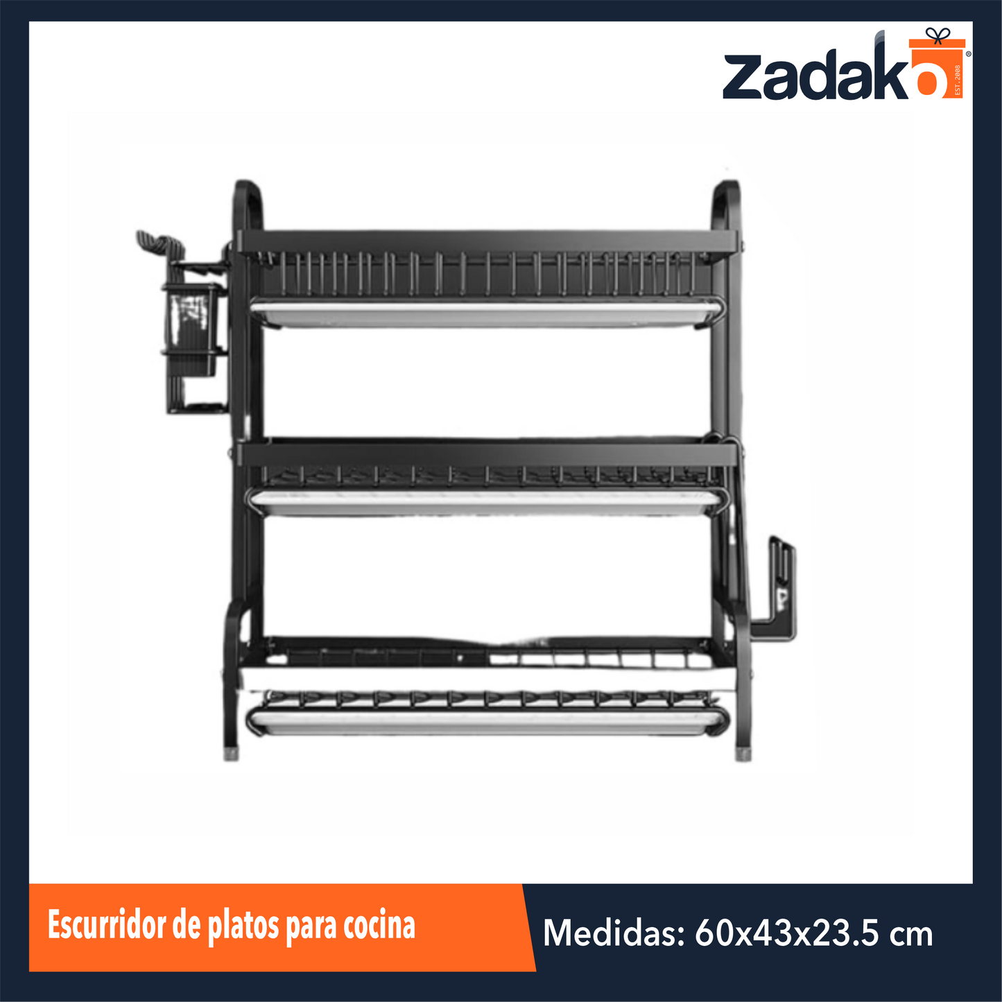 ZH-2181 ESCURRIDOR DE PLATOS PARA COCINA DE 43 X 60 X23.5 CM CON 1 PZ O CAJA CON 10 PZS