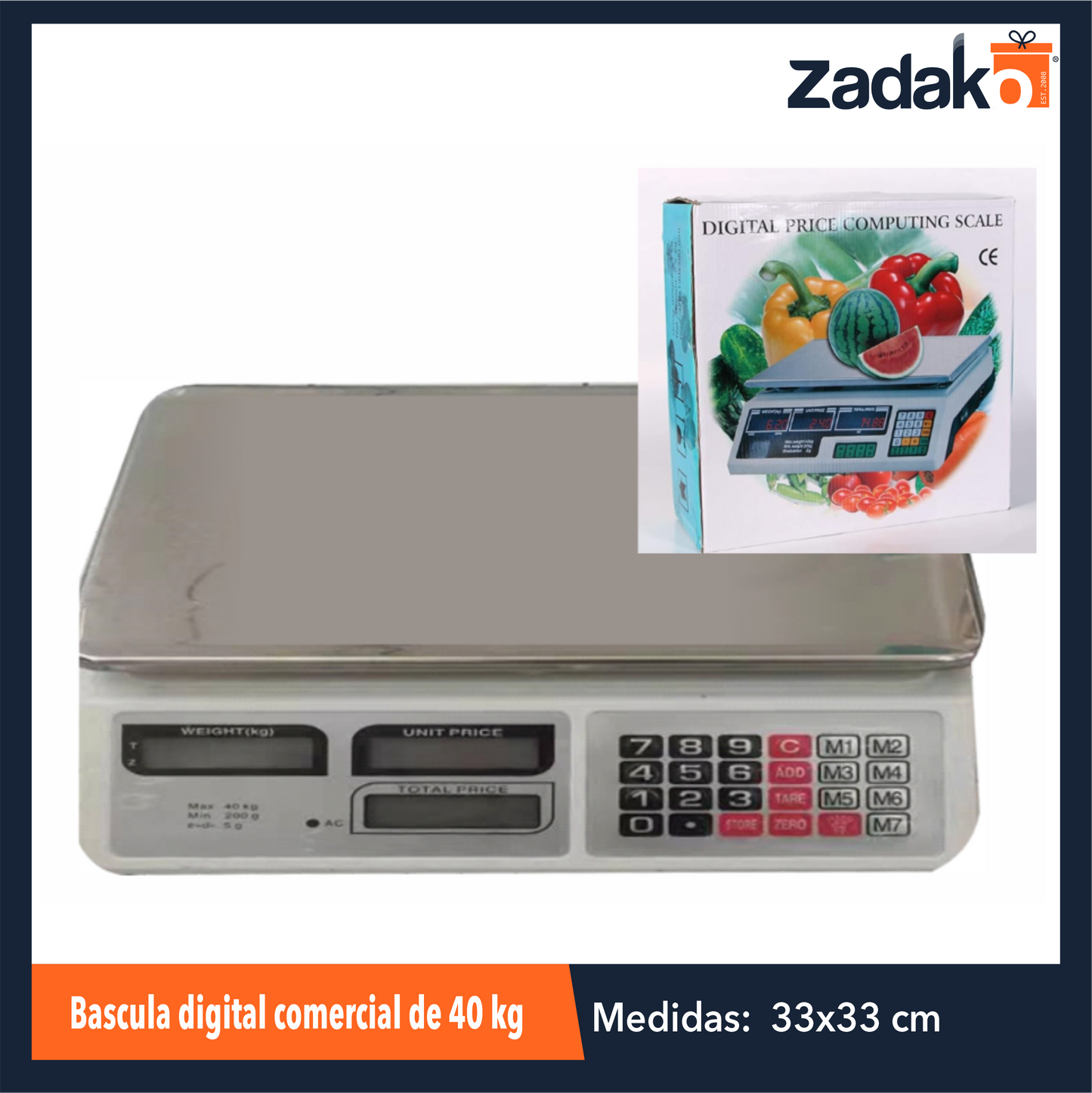 ZH-2184  BASCULA DIGITAL COMERCIAL DE 40 KG CON 1 PZ O CAJA CON 5 PZS