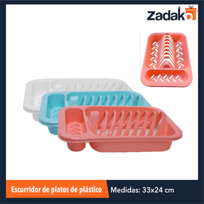 ZH-2215 ESCURRIDOR DE PLATOS DE PLASTICO 33X24X7.5 CM CON 1 PZ O CAJA CON 96 PZS