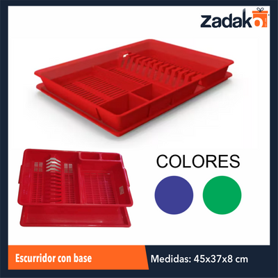 ZH-2218 ESCURRIDOR CON BASE 45 X37 X 8.5 CM CON 1 PZ O CAJA CON 30 PZS