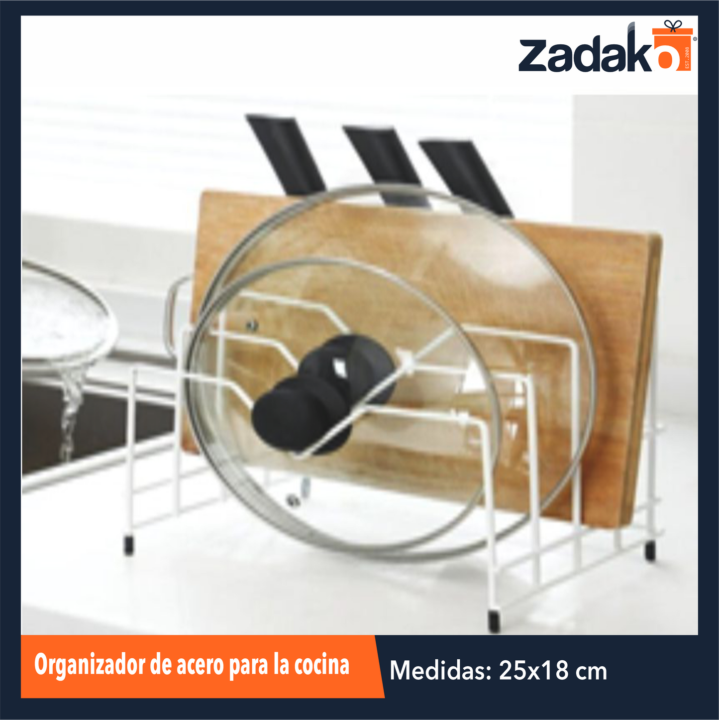 ZH-2225 ORGANIZADOR DE ACERO PARA LA COCINA CON 1 PZ O CAJA CON 24 PZS