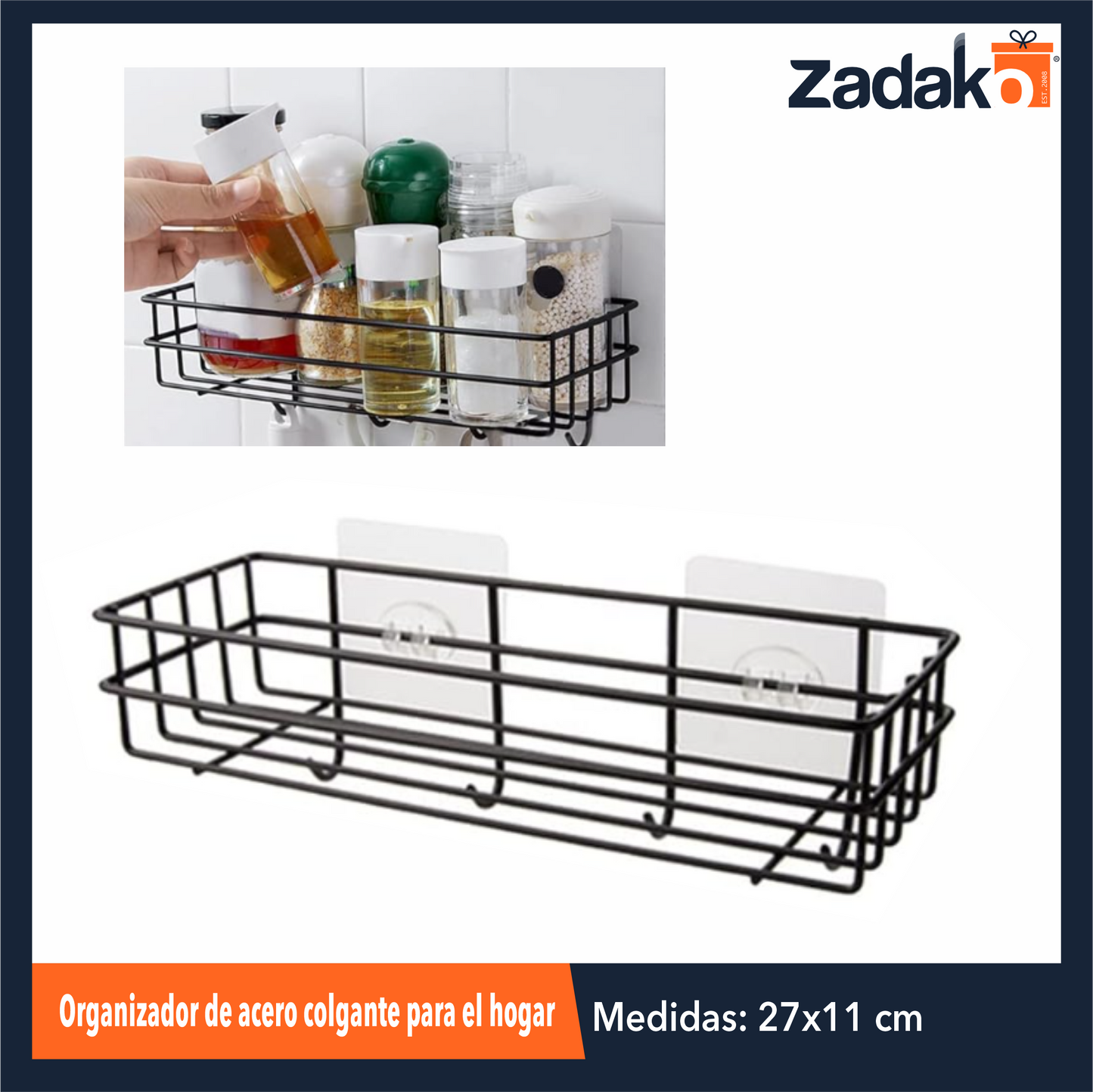 ZH-2227 ORGANIZADOR DE ACERO COLGANTE PARA EL HOGAR CON 1 PZ O CAJA CON 50 PZS